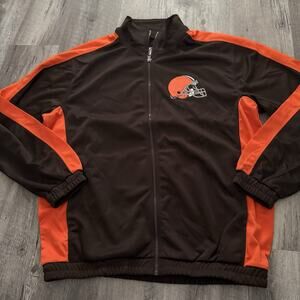 NFL Team Apparel Cleveland Browns Tracer Track Jacket Mens Large Brown Orange